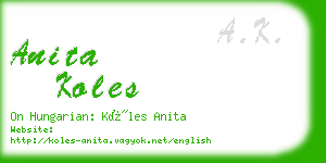 anita koles business card